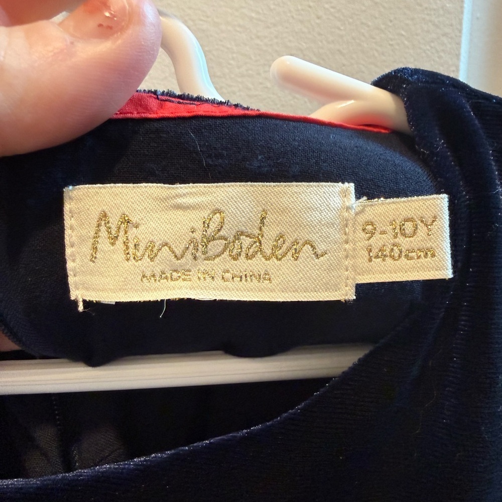 Mini Boden Long Sleeve Navy Velvet Dress Ruffle Collar 9/10 - Picture 3 of 7